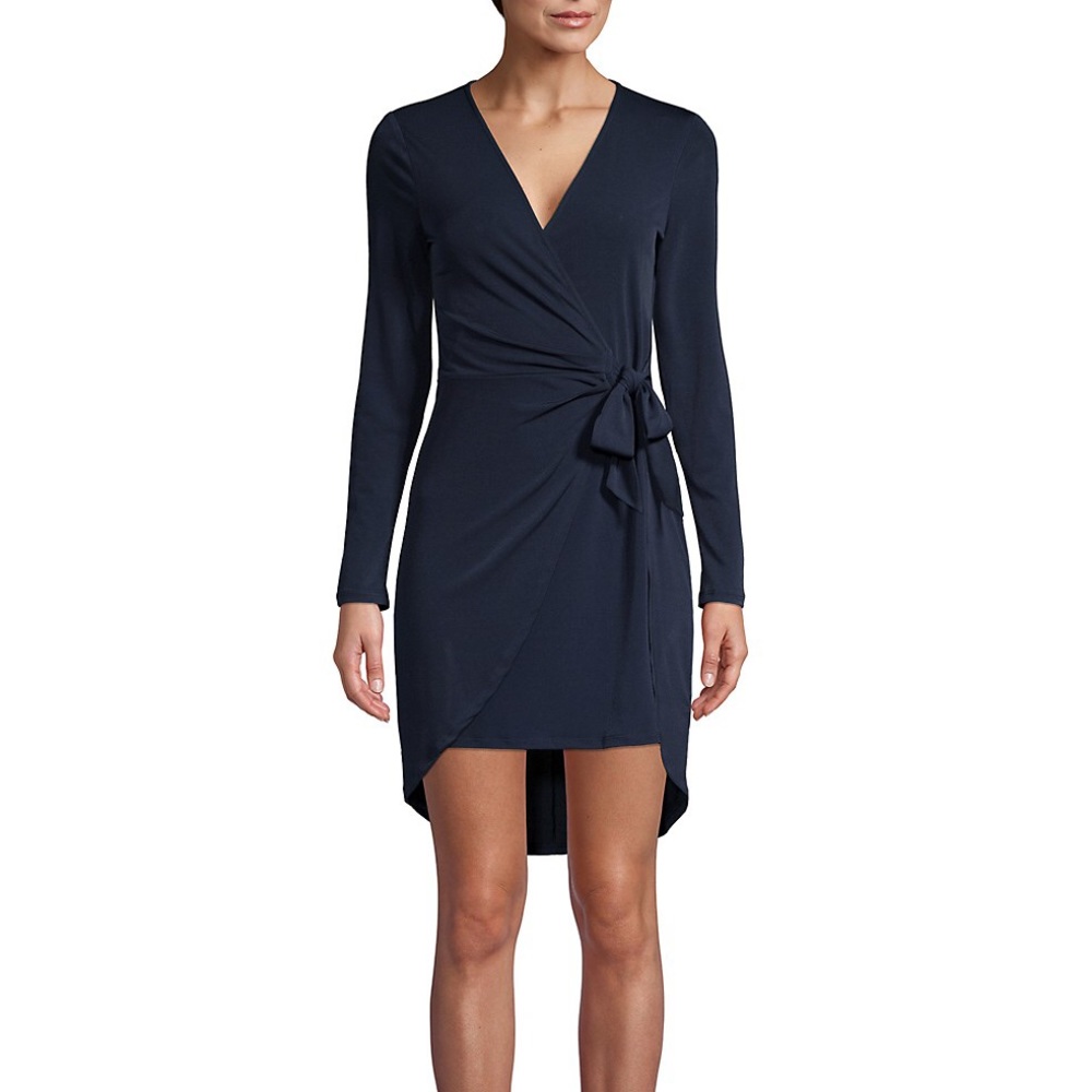 Navy BCBGeneration Long Sleeved Wrap Dress